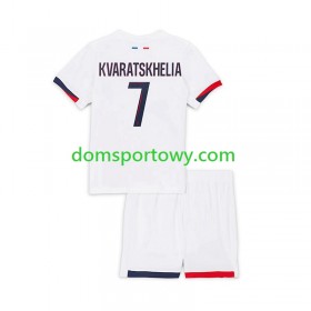 Koszulka Paris Saint-Germain Khvicha Kvaratskhelia 7 Dziecięcy Wyjazdowe Koszulki Piłkarskie 2024-2025 Krótki Rękaw